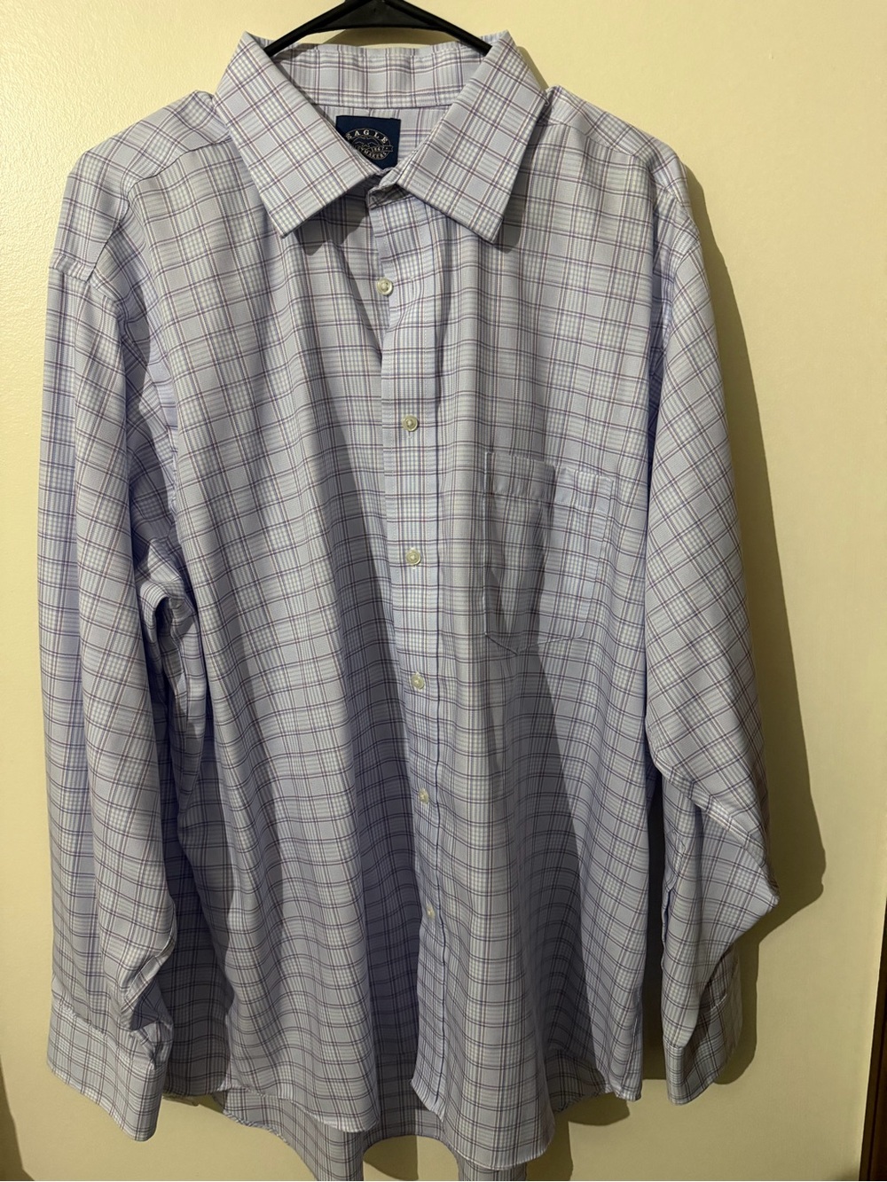 Classic Men's Light Blue Plaid Dress Shirt - Eagle